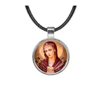 Кулон, цвет серебро, со шнурком, Матерь божья семистрельная C1126027