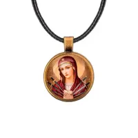 Кулон, цвет бронза, со шнурком, Матерь Божья Семистрельная C1126029