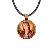 Кулон, цвет бронза, со шнурком, Матерь Божья Семистрельная C1126029