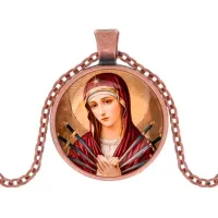 Кулон, цвет медь, с цепочкой, Матерь божья семистрельная C1126030