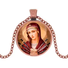 Кулон, цвет медь, с цепочкой, Матерь божья семистрельная C1126030