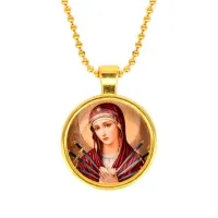 Кулон, цвет золото, с цепочкой, Матерь божья семистрельная C1126032