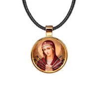 Кулон, цвет золото, со шнурком, Матерь божья семистрельная C1126033