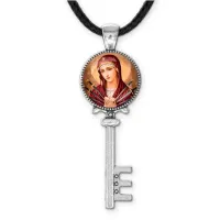 Кулон ключ, цвет серебро, со шнурком, Матерь божья семистрельная C1126043