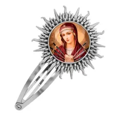 Заколка металлическая, цвет серебро, Матерь божья семистрельная C1126045