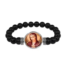Браслет из черного агата, Матерь Божья семистрельная C1126056