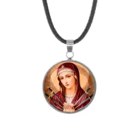 Кулон, нержавеющая сталь, со шнурком, Матерь Божья семистрельная C1126062