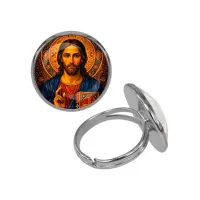 Кольцо металлическое, цвет серебро, Иисус Христос C1128015