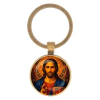 Круглый брелок, цвет бронза, Иисус Христос C1128017
