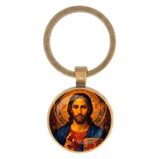 Круглый брелок, цвет бронза, Иисус Христос C1128017