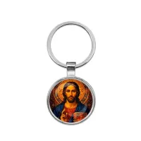 Круглый брелок, цвет серебро, Иисус Христос C1128021