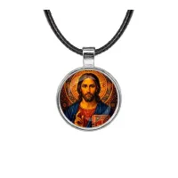 Кулон, цвет серебро, со шнурком, Иисус Христос C1128027
