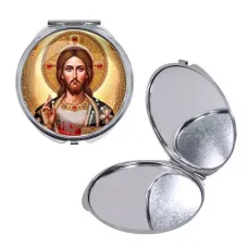 Круглое складное зеркало, цвет серебро, Иисус Христос C1129016