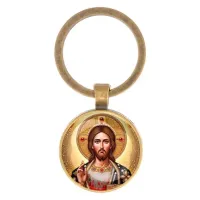 Круглый брелок, цвет бронза, Иисус Христос C1129017