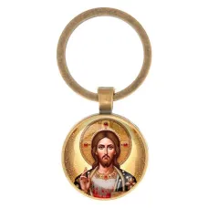 Круглый брелок, цвет бронза, Иисус Христос C1129017