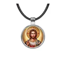 Кулон, цвет серебро, со шнурком, Иисус Христос C1129027