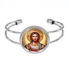 Браслет металлический, цвет серебро, Иисус Христос C1129034