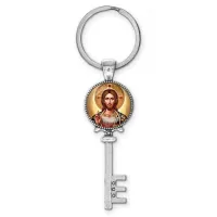 Брелок ключ, цвет серебро, с кольцом для ключей, Иисус Христос C1129044