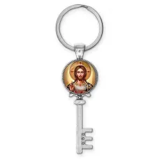Брелок ключ, цвет серебро, с кольцом для ключей, Иисус Христос C1129044
