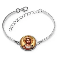 Браслет металлический, цвет серебро, Иисус Христос C1129046