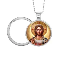 Кулон-брелок, цвет серебро, с цепочкой и кольцом, Иисус Христос C1129054