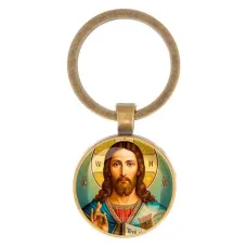 Круглый брелок, цвет бронза, Иисус Христос C1130017
