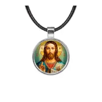 Кулон, цвет серебро, со шнурком, Иисус Христос C1130027