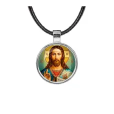 Кулон, цвет серебро, со шнурком, Иисус Христос C1130027