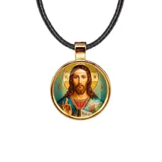 Кулон, цвет золото, со шнурком, Иисус Христос C1130033