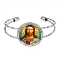 Браслет металлический, цвет серебро, Иисус Христос C1130034