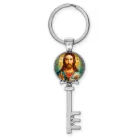 Брелок ключ, цвет серебро, с кольцом для ключей, Иисус Христос C1130044