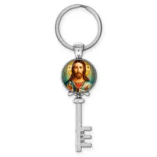 Брелок ключ, цвет серебро, с кольцом для ключей, Иисус Христос C1130044