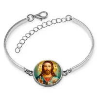 Браслет металлический, цвет серебро, Иисус Христос C1130046