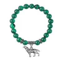 Браслет Волк (защита, сила, победа), Малахит BSP-10-28