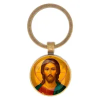 Круглый брелок, цвет бронза, Иисус Христос C1131017