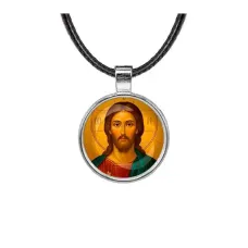 Кулон, цвет серебро, со шнурком, Иисус Христос C1131027