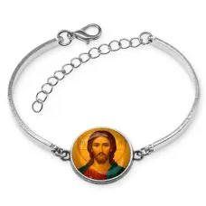 Браслет металлический, цвет серебро, Иисус Христос C1131046
