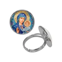 Кольцо металлическое, цвет серебро, Матерь Божия C1133015