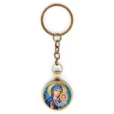 Круглый брелок, цвет бронза, с цепочкой, Матерь Божия C1133018