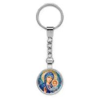 Круглый брелок, цвет серебро, с цепочкой, Матерь Божия C1133022