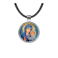 Кулон, цвет серебро, со шнурком, Матерь Божия C1133027