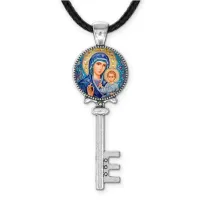 Кулон ключ, цвет серебро, со шнурком, Матерь Божия C1133043