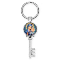 Брелок ключ, цвет серебро, с кольцом для ключей, Матерь Божия C1133044
