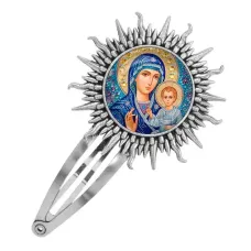 Заколка металлическая, цвет серебро, Матерь Божия C1133045
