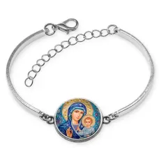 Браслет металлический, цвет серебро, Матерь Божия C1133046