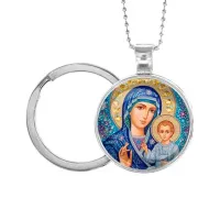 Кулон-брелок, цвет серебро, с цепочкой и кольцом, Матерь Божия C1133054
