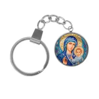 Брелок, нержавеющая сталь, с кольцом для ключей, Матерь Божия C1133061