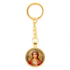 Круглый брелок, цвет золото, с цепочкой, Архангел Михаил C1136020