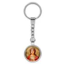 Круглый брелок, цвет серебро, с цепочкой, Архангел Михаил C1136022