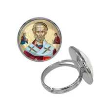 Кольцо металлическое, цвет серебро, Николай Чудотворец C1139015